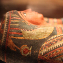 埃及石棺的头。