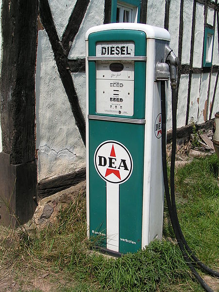Antique diesel pump located at Roscheider Hof Open Air Museum, Konz, Germany.
