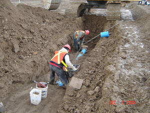 Typical PVC watermain installation in Ontario, Canada.