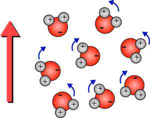 水molecules in an electric field