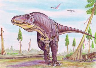 Illustration of a roaming Tarbosaurus