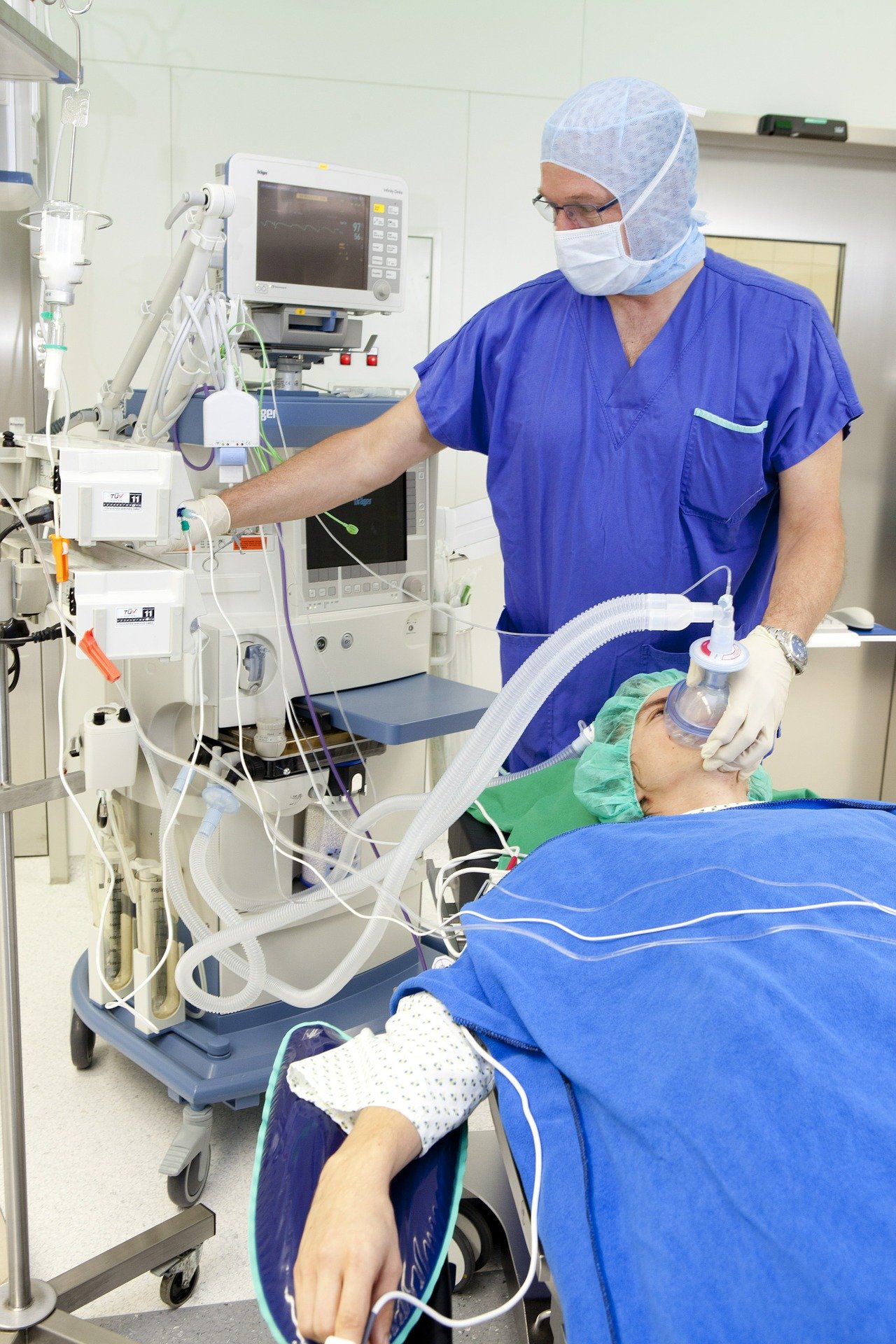 patient on a ventilator in a hospital.
