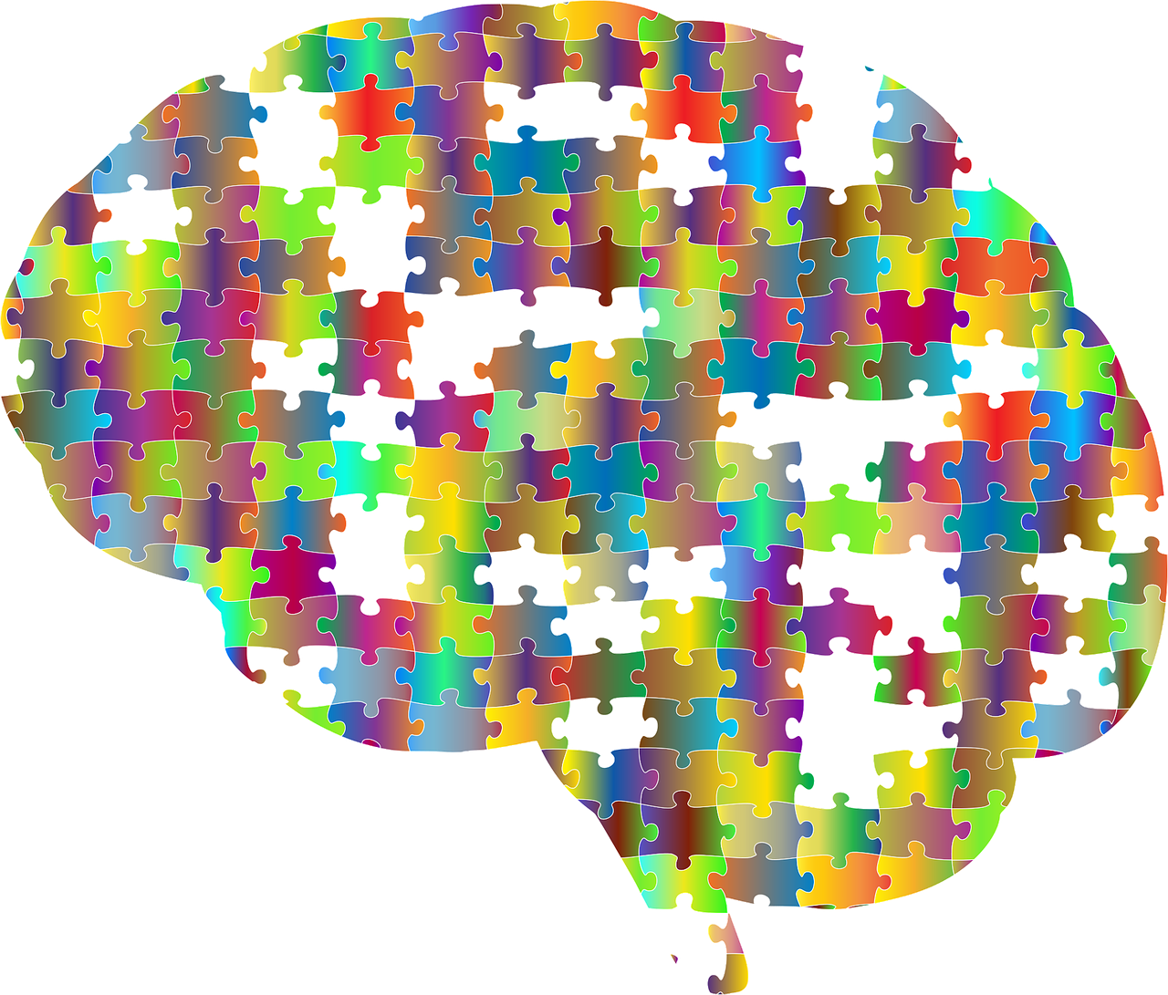an image of a brain made of jigsaw pieces