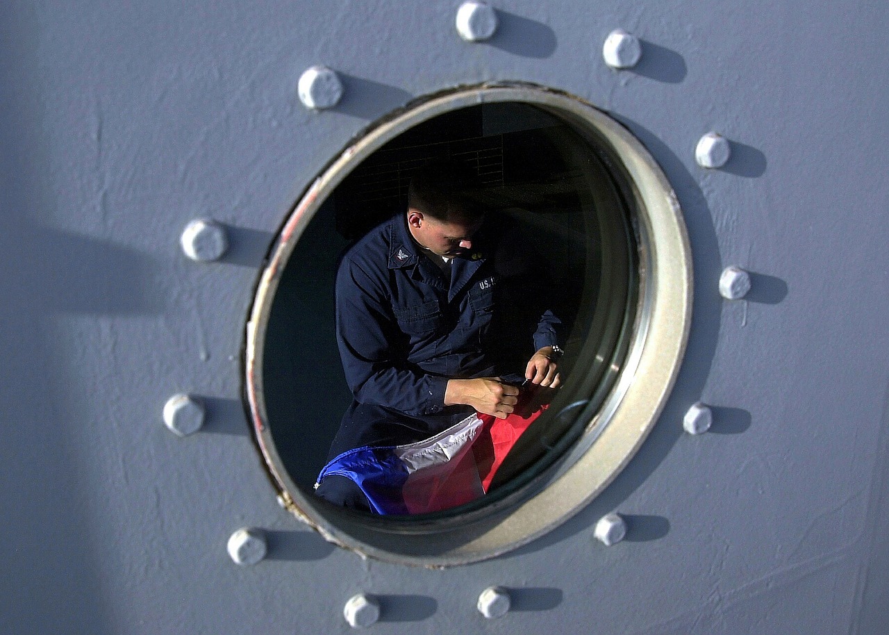 A porthole on a ship