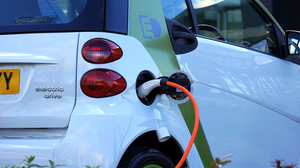 This is a picture of an electric car being charged