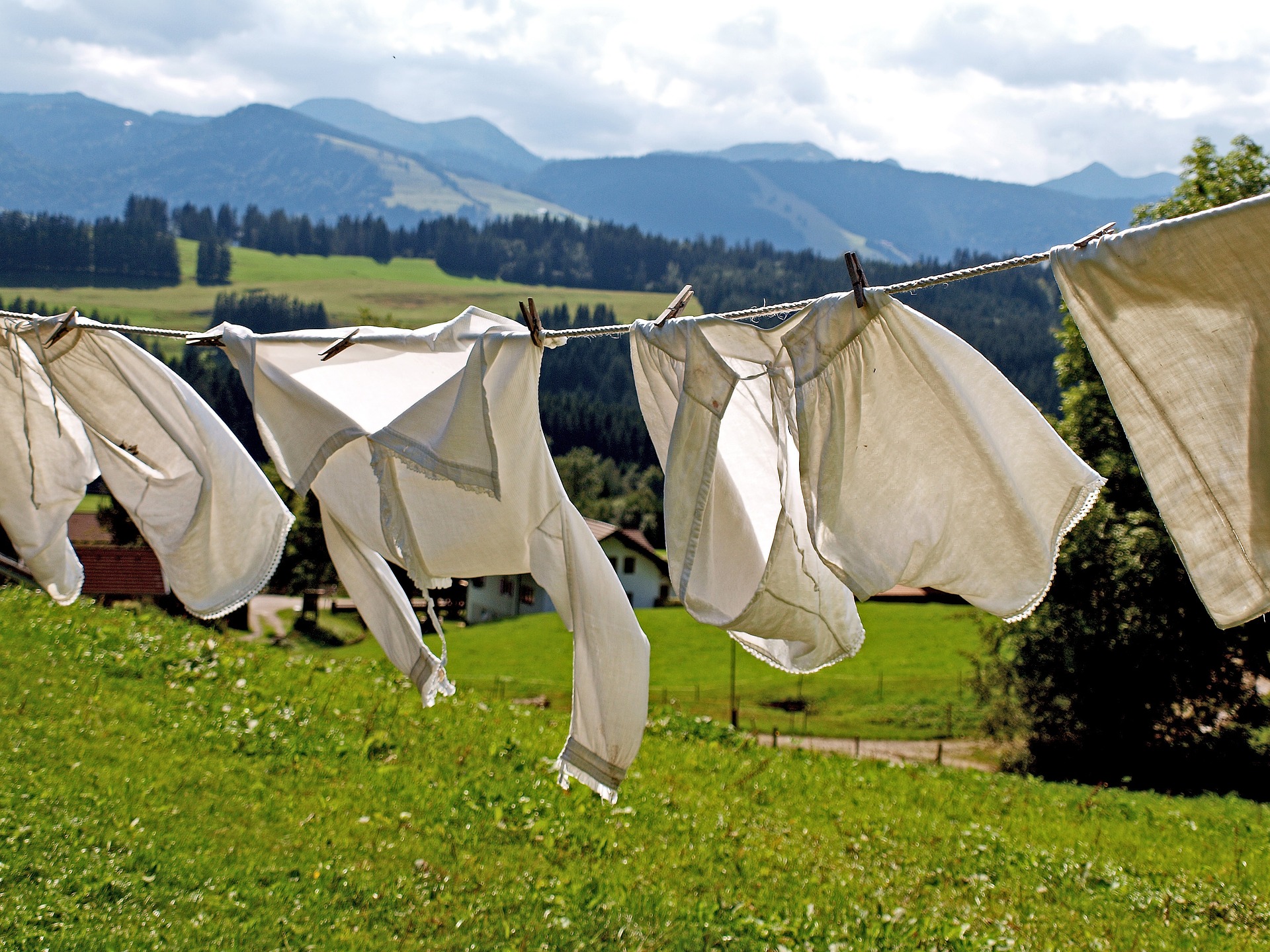 Shirts drying on a washing line