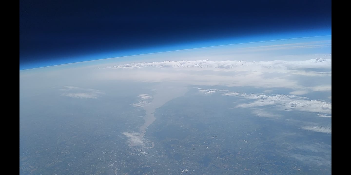 View over the Bristol Channel, England from The Naked Scientists Space Balloon