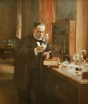 路易斯·巴斯德在他的实验室里，埃德尔菲尔德1885年画的