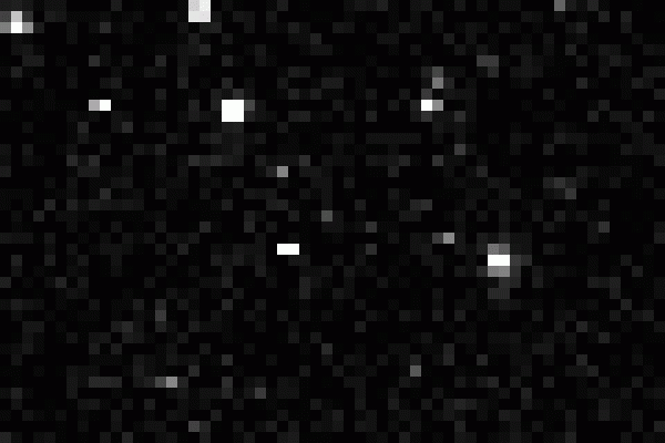 Timelapse of Asteroid 2004 FH's flyby 2004 FH is the centre dot being followed by the sequence; the object that flashes by near the end is an artificial satellite.