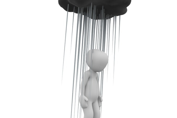 这是一幅漫画的人正在下雨upon.