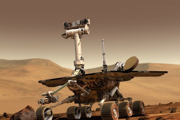 这张照片展示了火星上的漫游者。