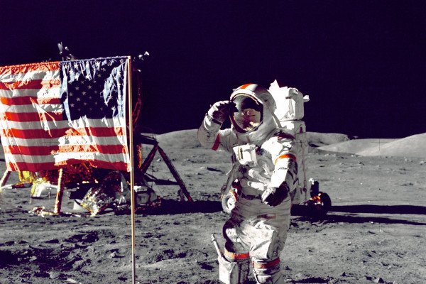 Apollo astronaut on the Moon