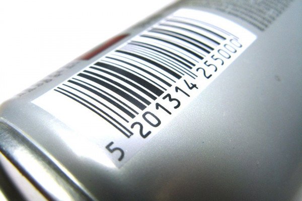 an image of a barcode on the side of a can