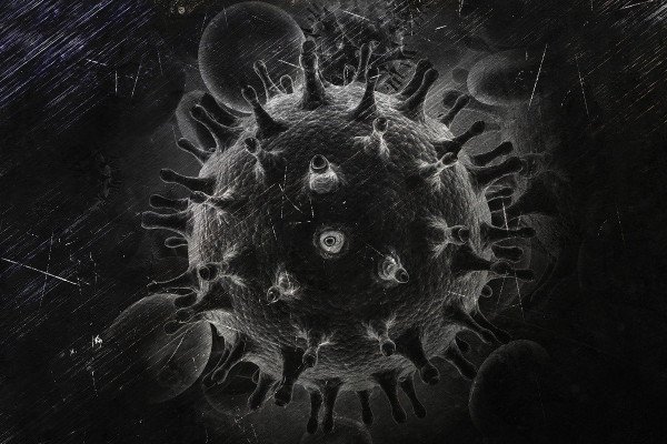 HIV病毒颗粒的灰度计算机图像