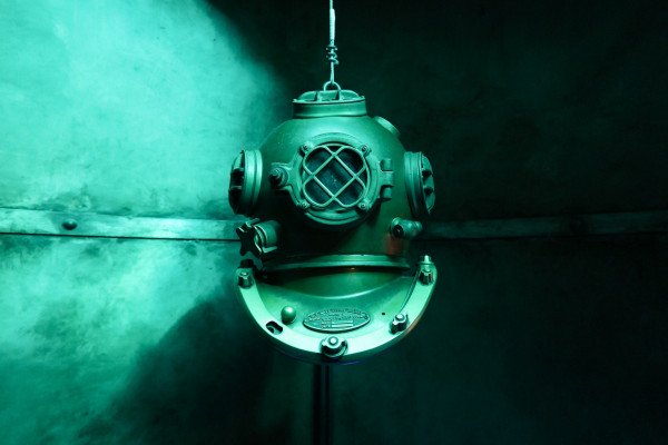 Old-fashioned diving helmet