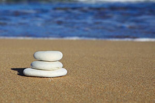 Pebbles on a sand beach