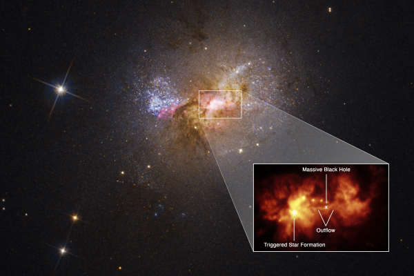 星系Henize 2-10的图像，切割出形成黑洞的恒星