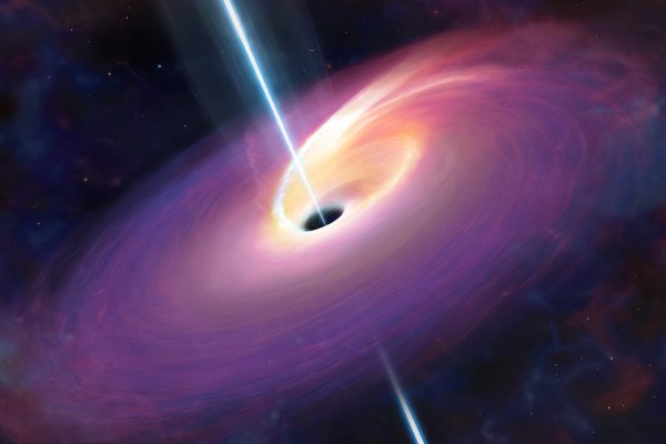 华威大学的研究人员认为，一颗大恒星被38亿光年外星系中心的黑洞吞噬后的后果可能是什么样子。这一事件从黑洞中喷出了能量流，这是…