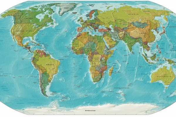 2005年底以来的政治和物质世界地图。