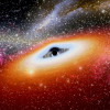 一个艺术家的印象of a supermassive black hole