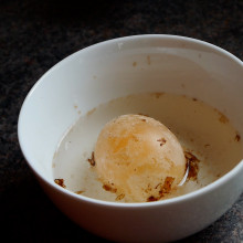 chicken egg with the shell dissolved