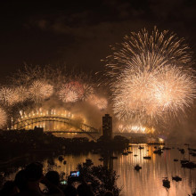 A fireworks display over Sydney Harbour