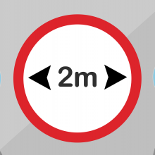 指示人与人之间保持2米距离的标志。