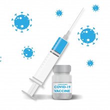 一根针和一瓶COVID-19疫苗。