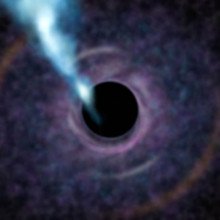 艺术家的概念是未来的望远镜在观察M87星系中心的黑洞时可能会看到什么。块状气体在吸积盘中围绕黑洞旋转，为中心的巨兽提供食物。中心的黑色区域是黑洞……