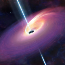 华威大学的研究人员认为，一颗大恒星被38亿光年外星系中心的黑洞吞噬后的后果可能是什么样子。这一事件从黑洞中喷出了能量流，这是…