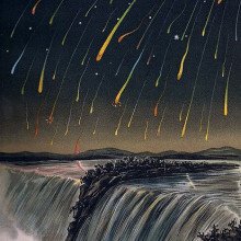 11月12日/13日晚在北美上空看到的狮子座流星风暴。, 1833年。