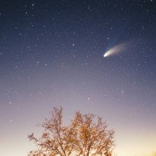 Comet Hale-Bopp as it flies over the sky of Pazin in Istria, Croatia