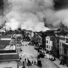 1906年旧金山地震后，旧金山教会区的大火。
